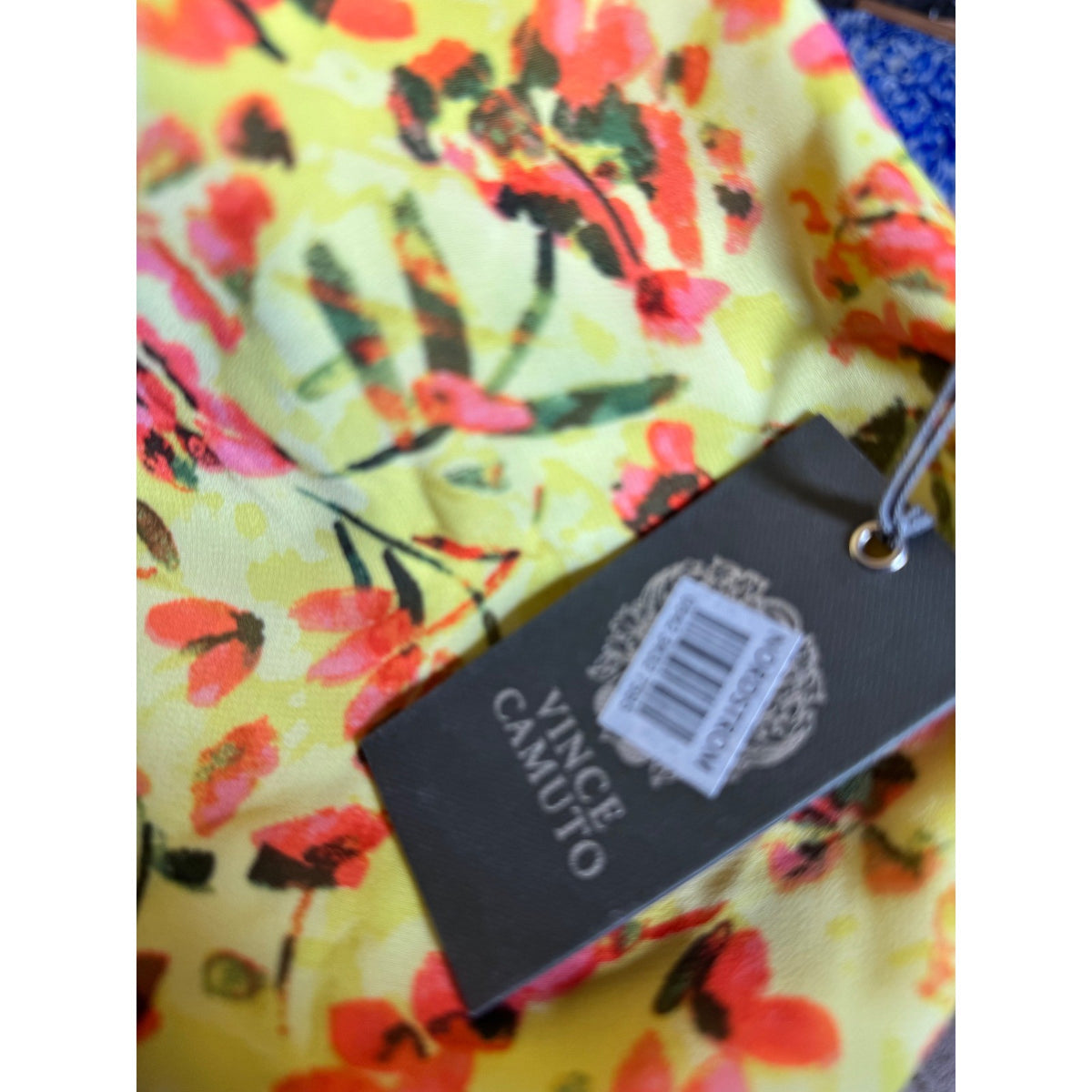 Vince Camuto Womens XL Citrus Splash Floral Blouse V-Neck Bright Lemon 9122155