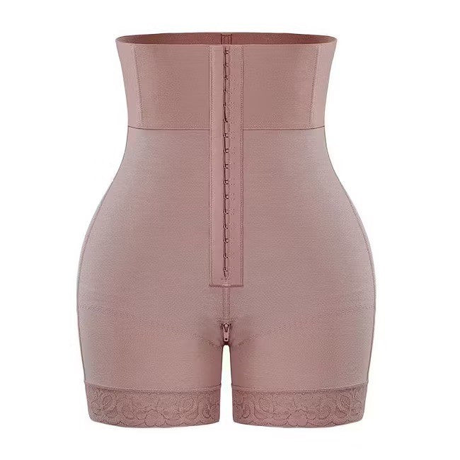 Womens High Waist Tummy Control Shapewear Butt Lifter Shorts Lace Trim Nude XL