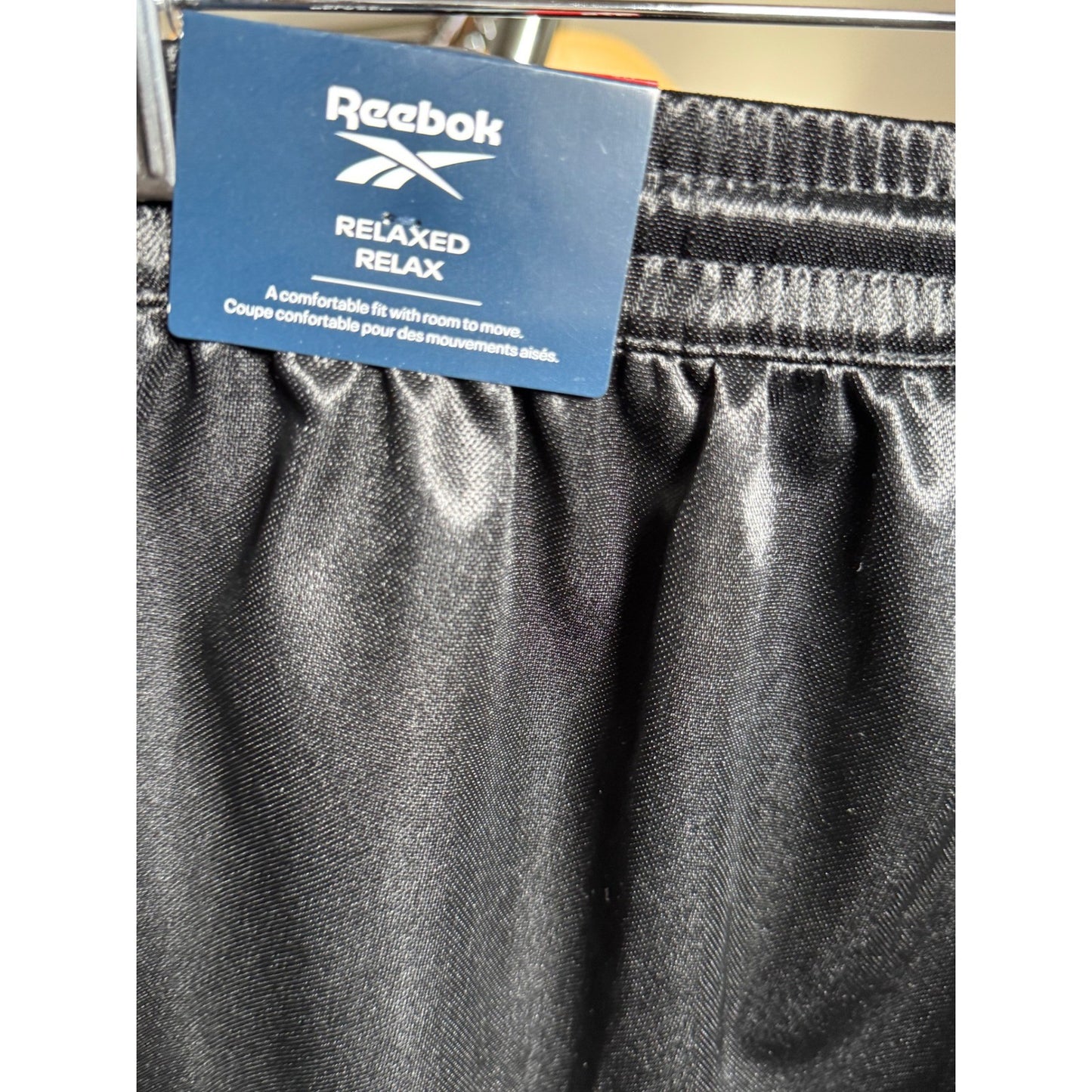 Reebok Faceted Taping Basketball Shorts Black Satin Relaxed Fit RVW261SH13007 S