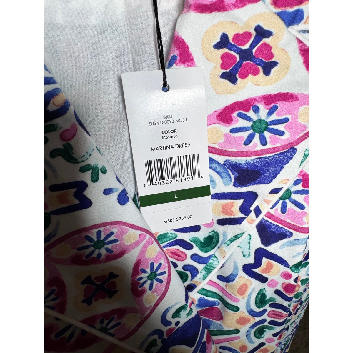 Hermoza Sleeveless Tile Print Double Breasted Dress Long Vest Multi Color NWT