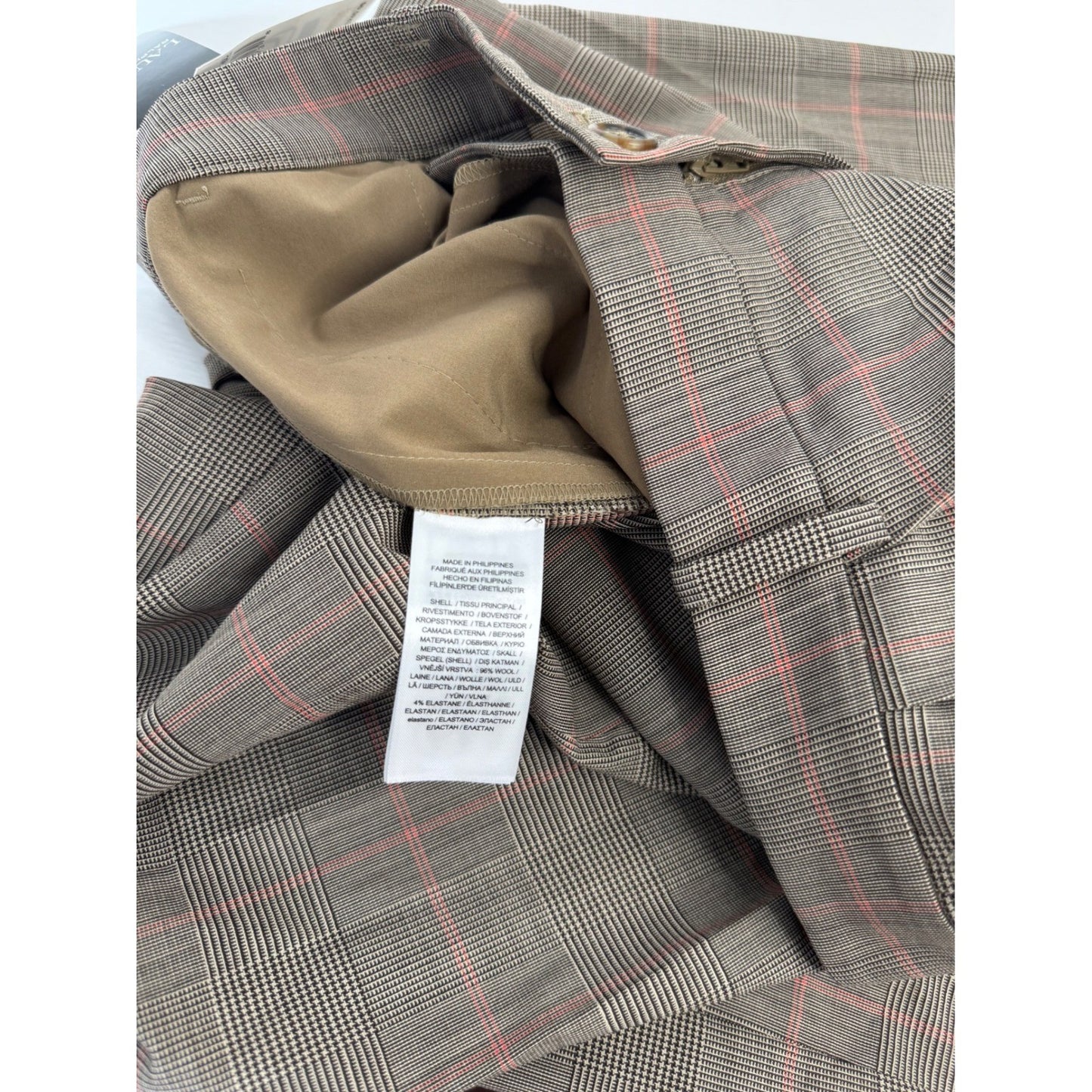 Lauren Ralph Lauren Plaid Wool Blend Pleated Tapered Pants 200940239001 Size 6