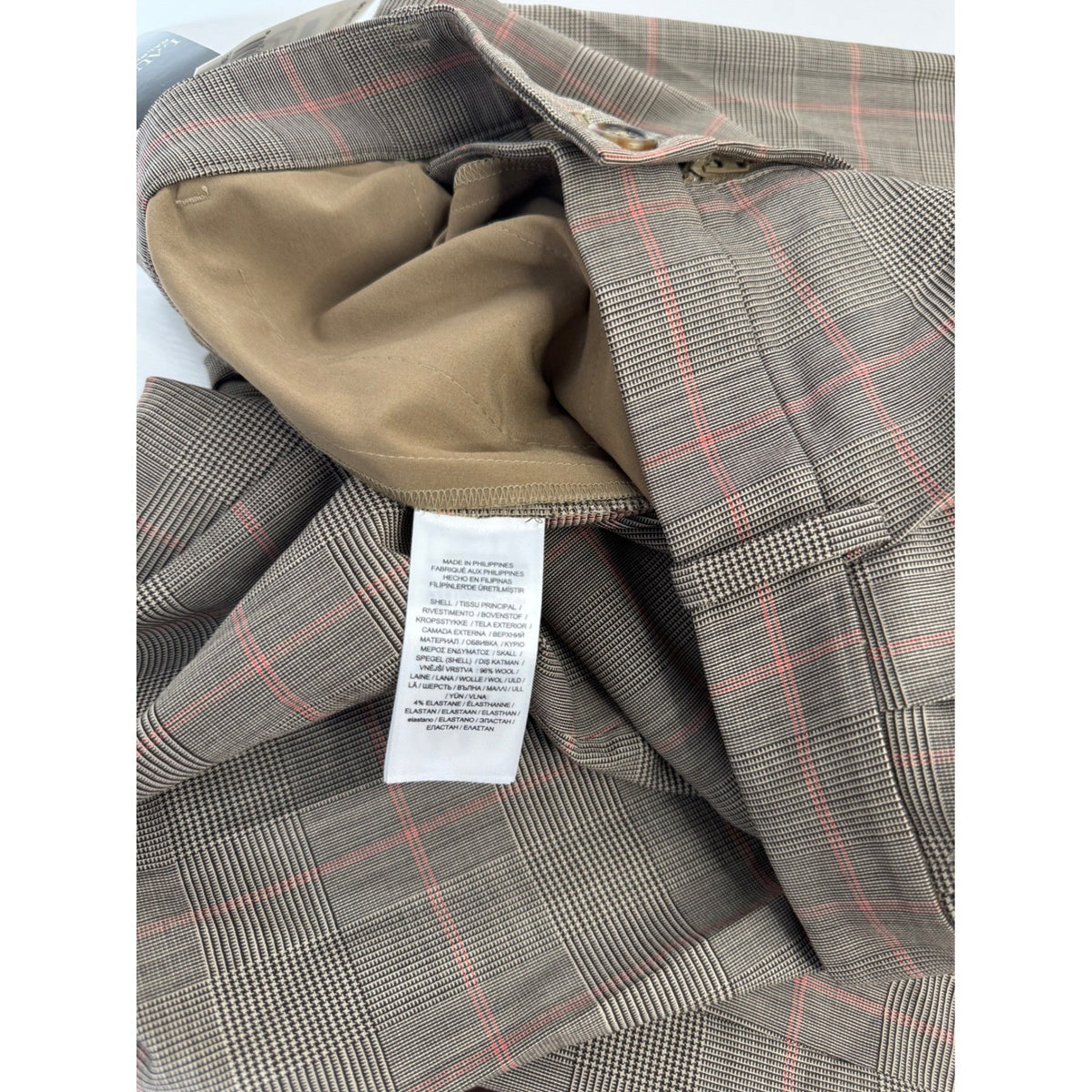 Lauren Ralph Lauren Plaid Wool Blend Pleated Tapered Pants 200940239001 Size 6