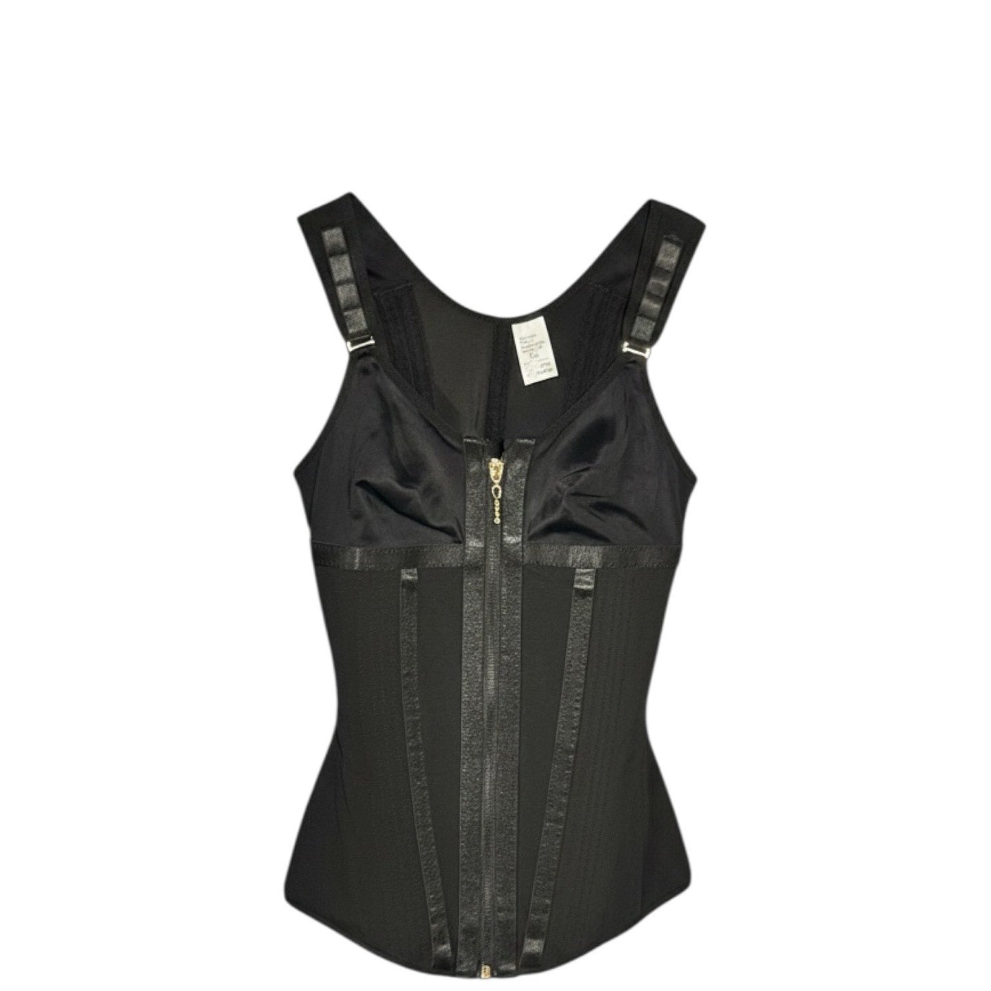Luxeren MSRP $139 -Black Corset Waist Trainer Front Zip Compression Shaper Top L