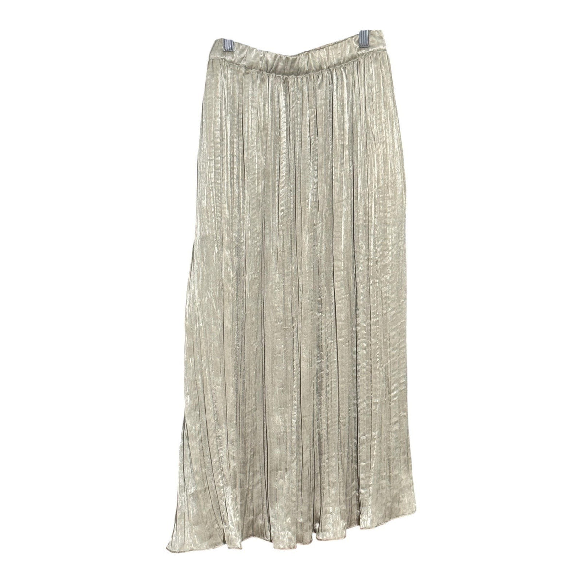 DKNY MSRP $99 - Metallic Pleated Maxi Skirt Champagne Gold Side Pockets XS