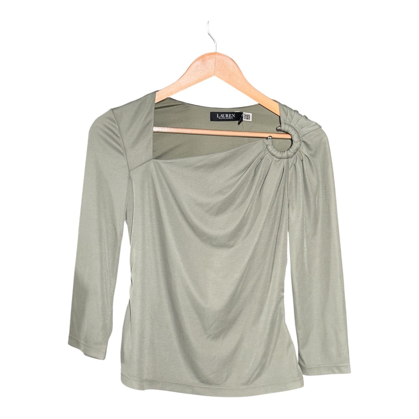 Size S - Lauren Ralph Lauren Womens Stretch Jersey Asymmet Sage Green MSRP $125