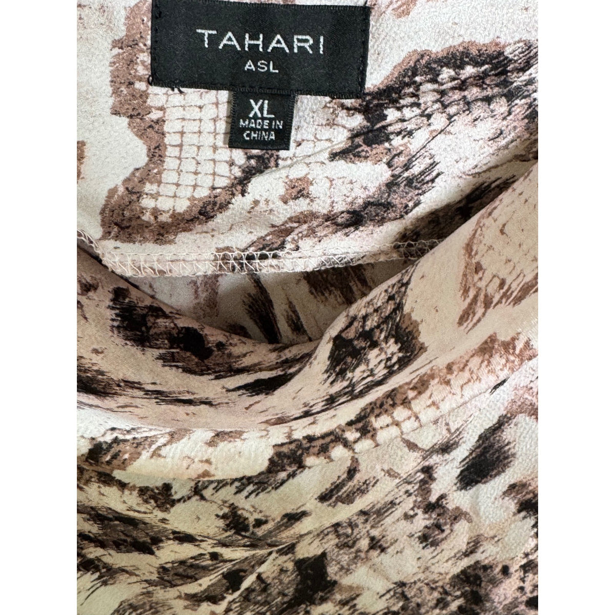 Tahari ASL Mocha Snake Satin Cowl Neck Camisole Tank Top TKM880 XL