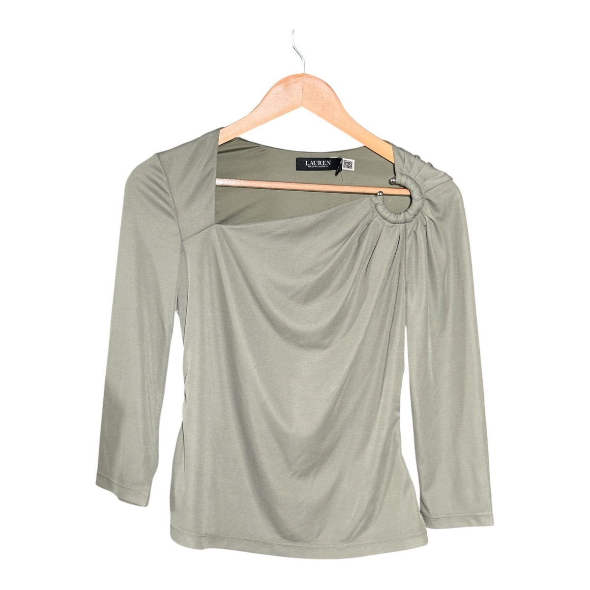 Size S - Lauren Ralph Lauren Womens Stretch Jersey Asymmet Sage Green MSRP $125