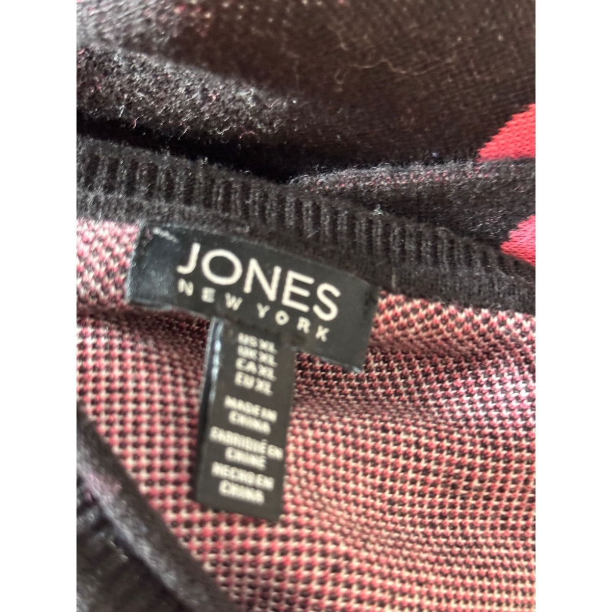 Jones New York Women Black Pink Heart Intarsia Knit Sweater XL 10924733-5JW