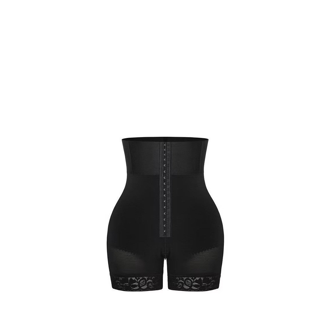 Luxserene High Waist Shapewear Shorts Tummy Control Lace Trim Black Compression