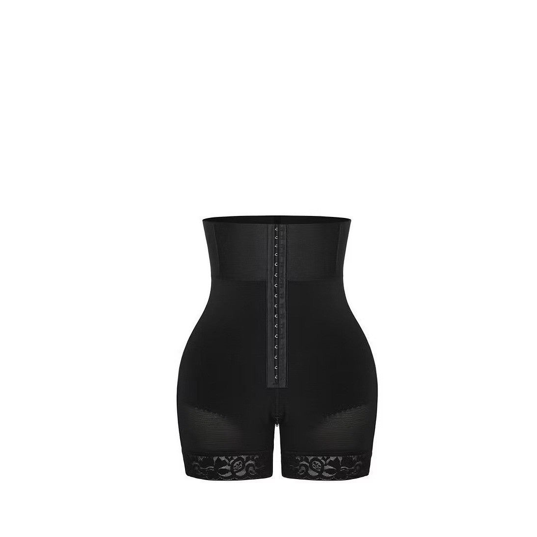 Luxseren High Waist Shapewear Shorts Tummy Control Lace Trim Black Compression S