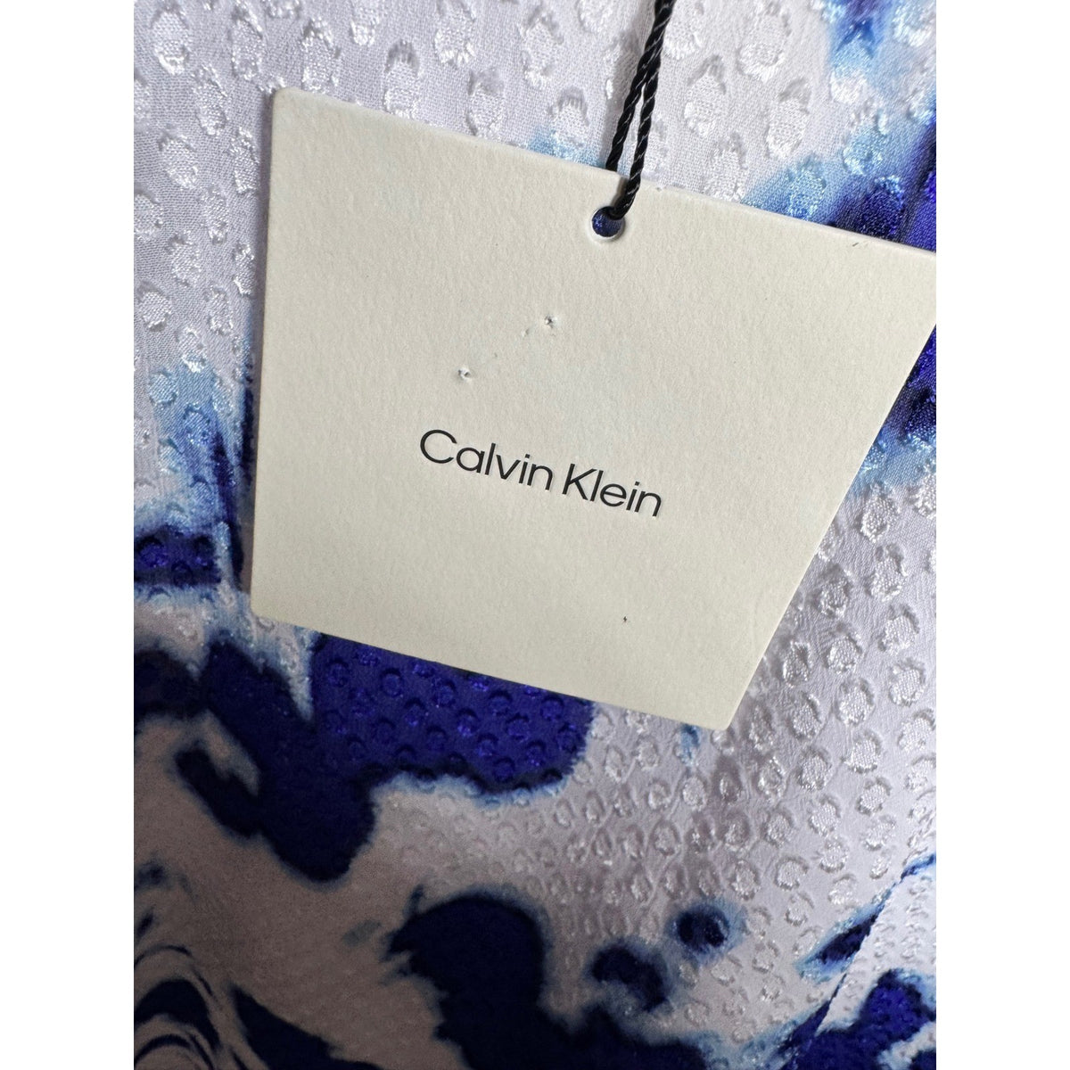 Calvin Klein Womens Blue White Abstract Print Eyelet Sleeveless Top 44F126G M
