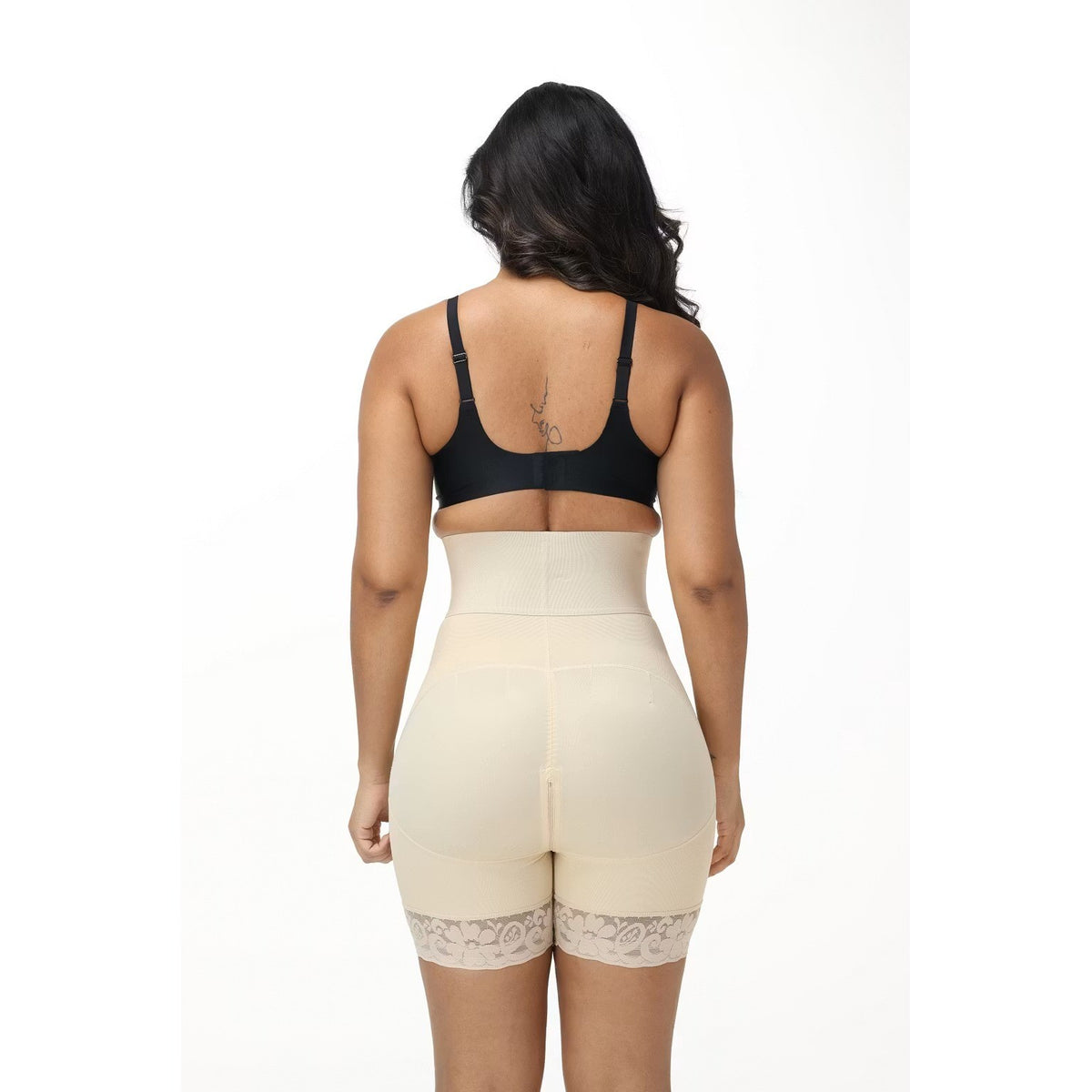 Luxseren Women High Waist Tummy Control Shapewear Shorts Lace Trim Beige XXXL