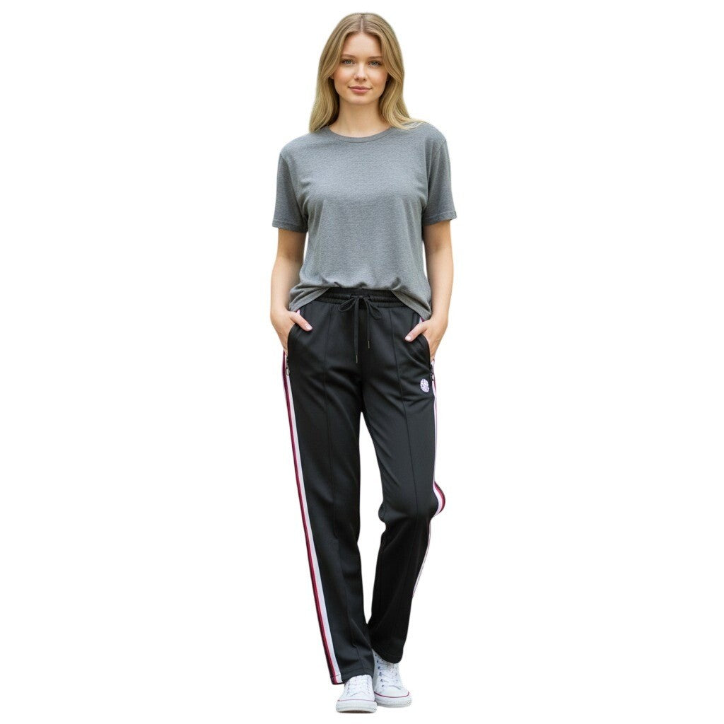 One 5 One Womens High Rise Track Pants Black Red White Side Stripe Size 1X