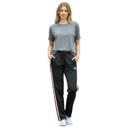 One 5 One Womens High Rise Track Pants Black Red White Side Stripe Size 1X