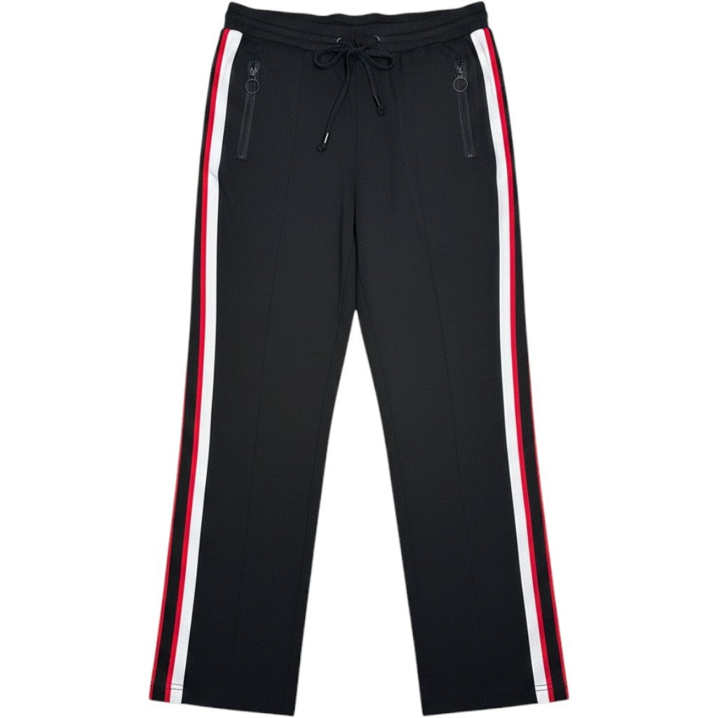 One 5 One Womens High Rise Track Pants Black Red White Side Stripe Size 1X