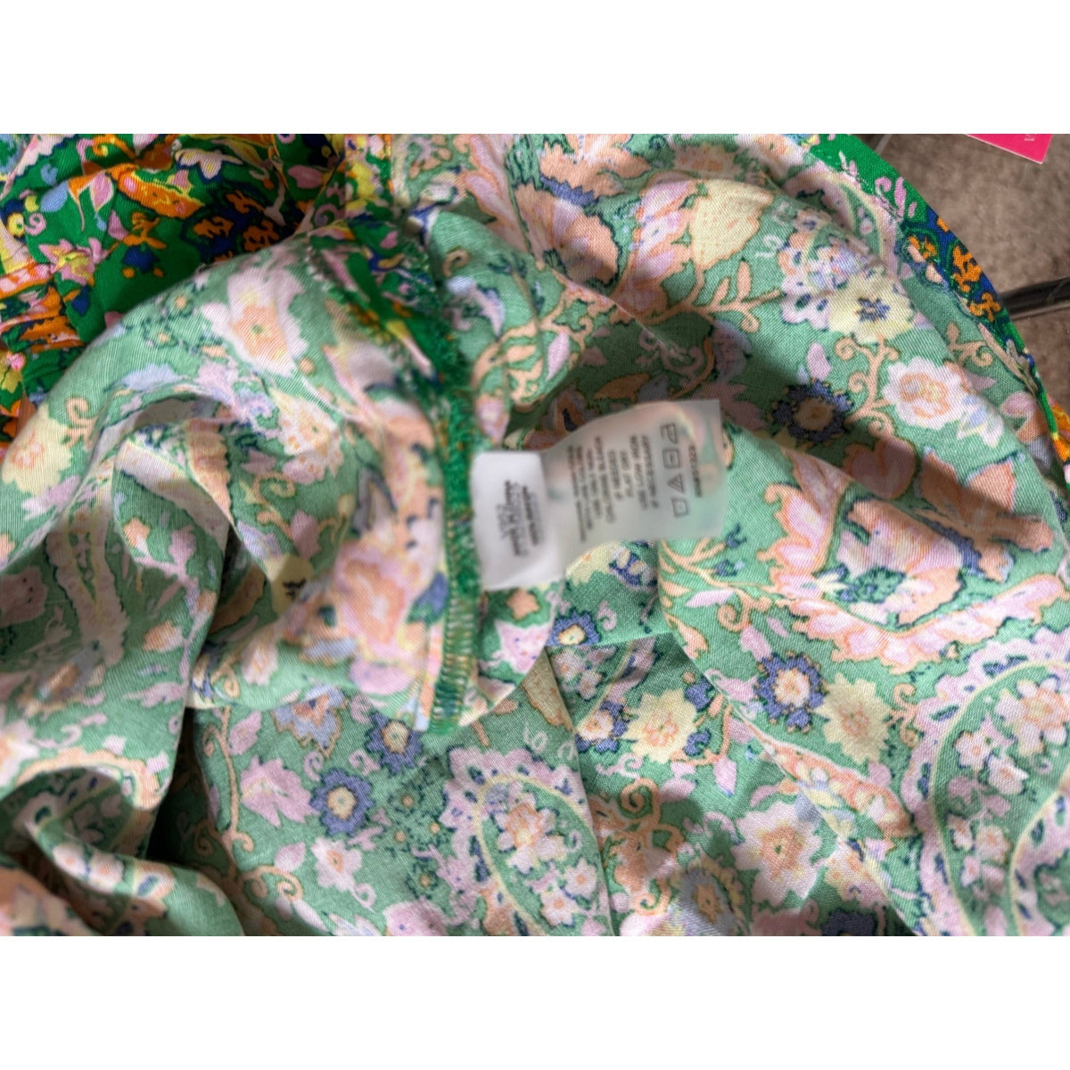 Vince Camuto Womens XL Getaway Green Paisley Off The Shoulder Ruffle Blouse