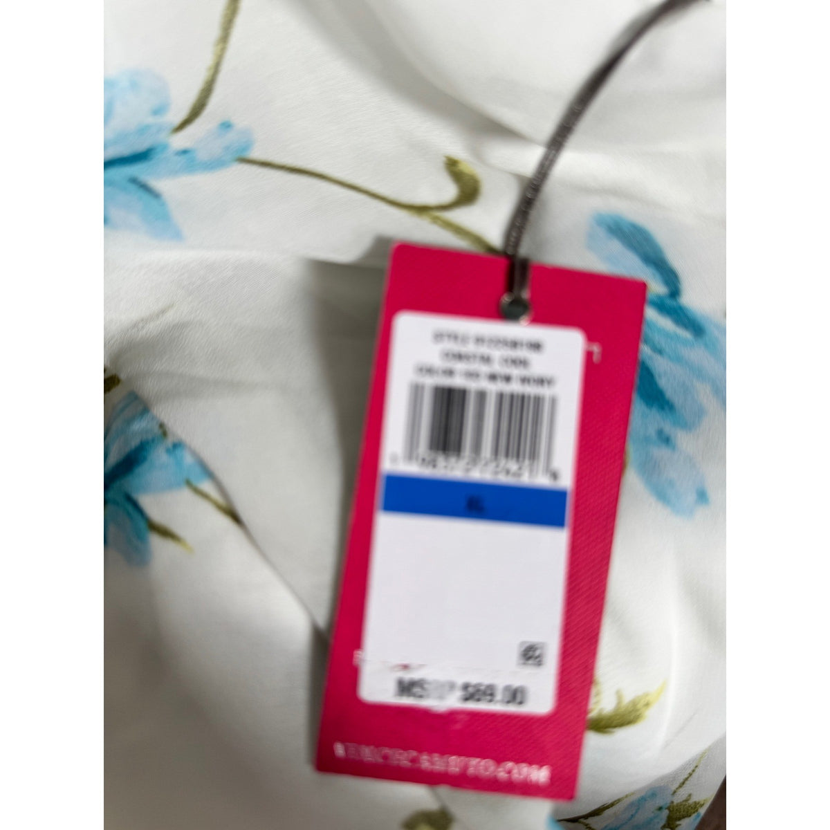 Vince Camuto XL Floral Off The Shoulder Blouse Ivory Blue Side Tie Chiffon Top