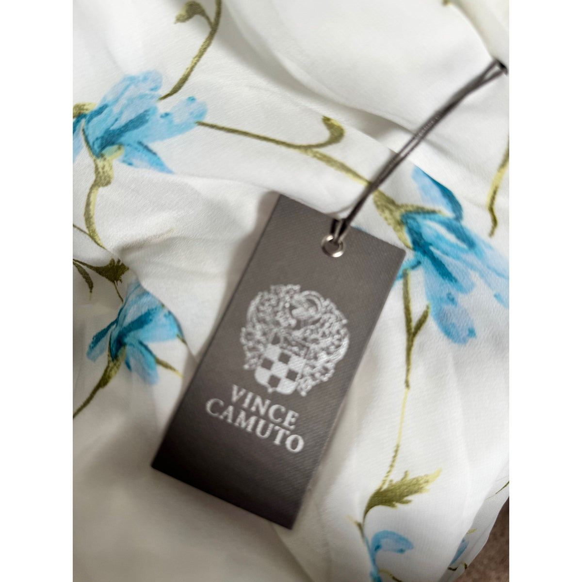 Vince Camuto XL Floral Off The Shoulder Blouse Ivory Blue Side Tie Chiffon Top