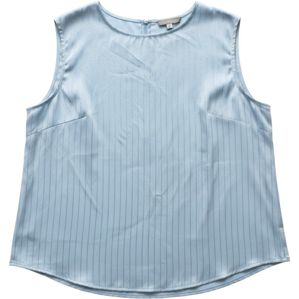 Vince Camuto Frozen Blue Metallic Pinstripe Sleeveless Blouse Top 912258086 XL