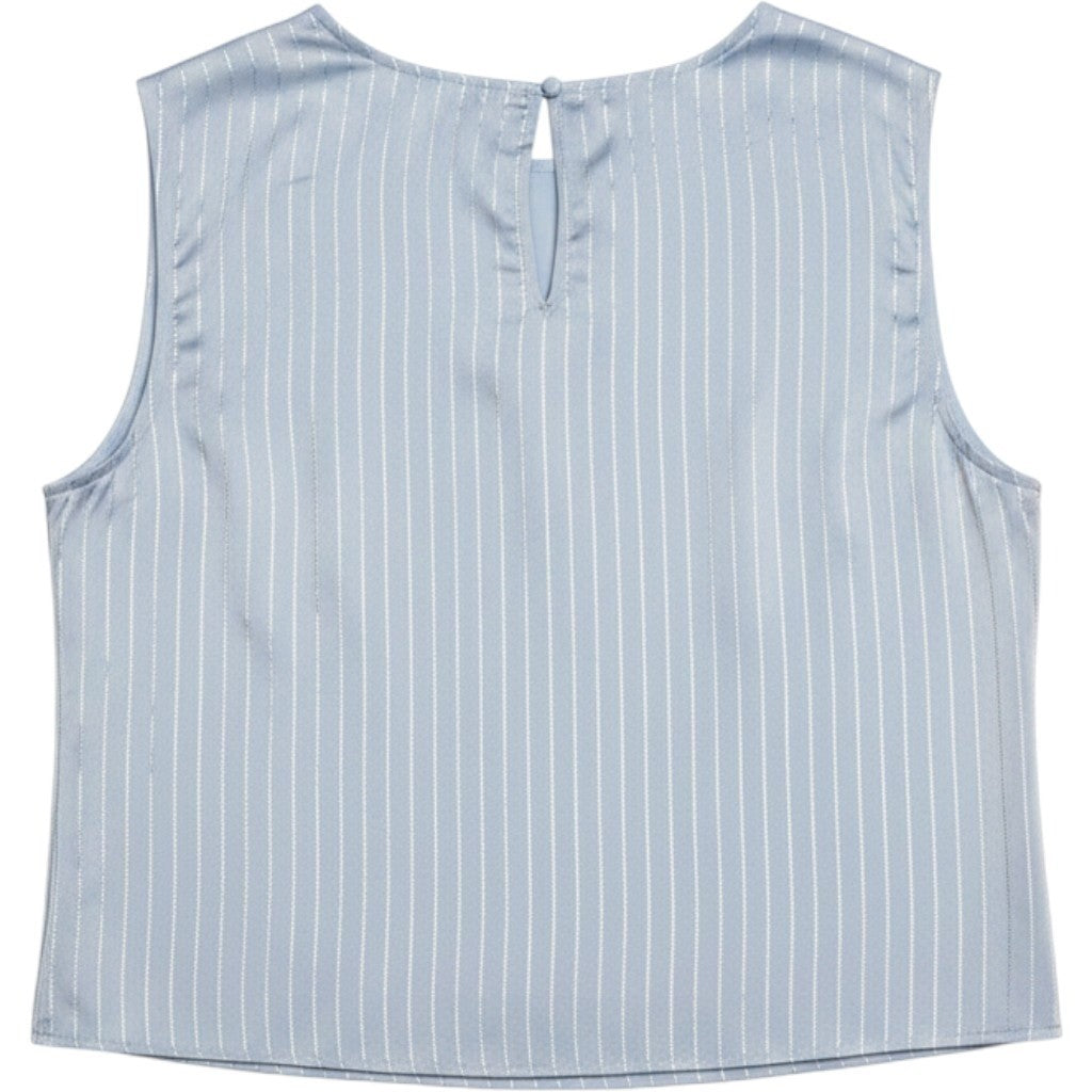 Vince Camuto Frozen Blue Metallic Pinstripe Sleeveless Blouse Top 912258086 XL