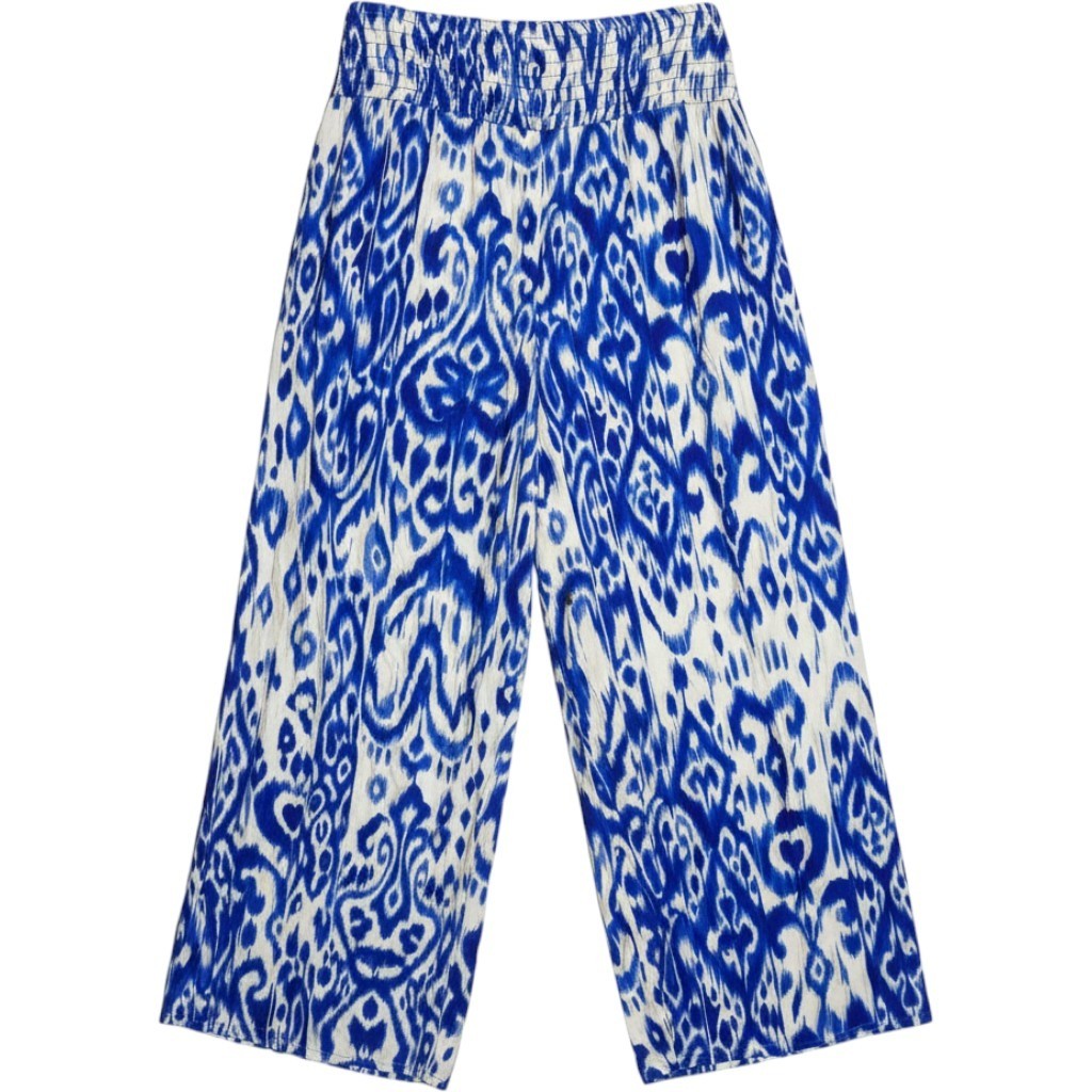 Vince Camuto Summer Swirl Ikat Wide Leg Smocked Pants Royal Azure XL NWT