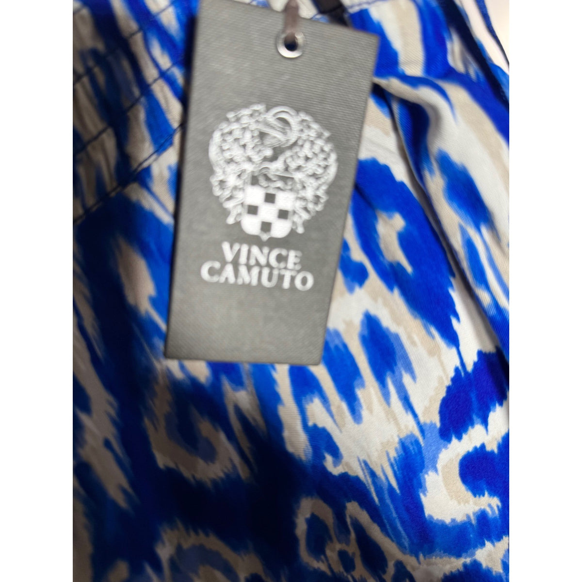 Vince Camuto Summer Swirl Ikat Wide Leg Smocked Pants Royal Azure XL NWT