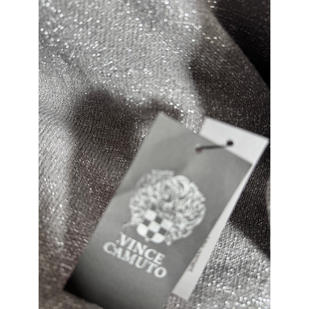 Vince Camuto Metallic Silver Cutout Neckline Cozy & Bright Sweater NWT Large