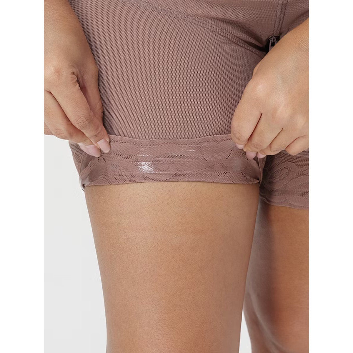 Womens High Waist Tummy Control Shapewear Butt Lifter Shorts Lace Trim Nude XL