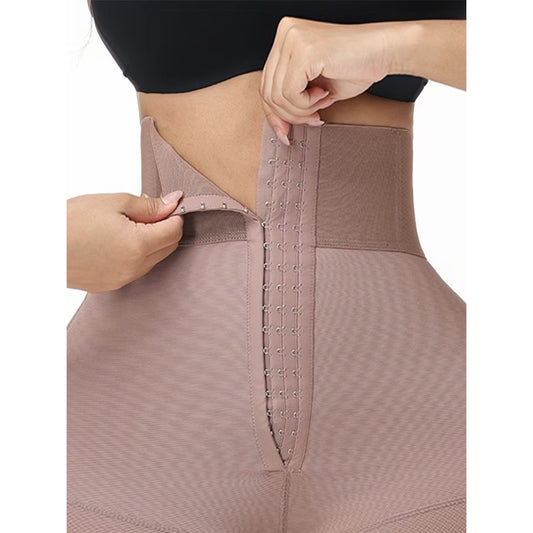 Womens High Waist Tummy Control Shapewear Butt Lifter Shorts Lace Trim Nude L