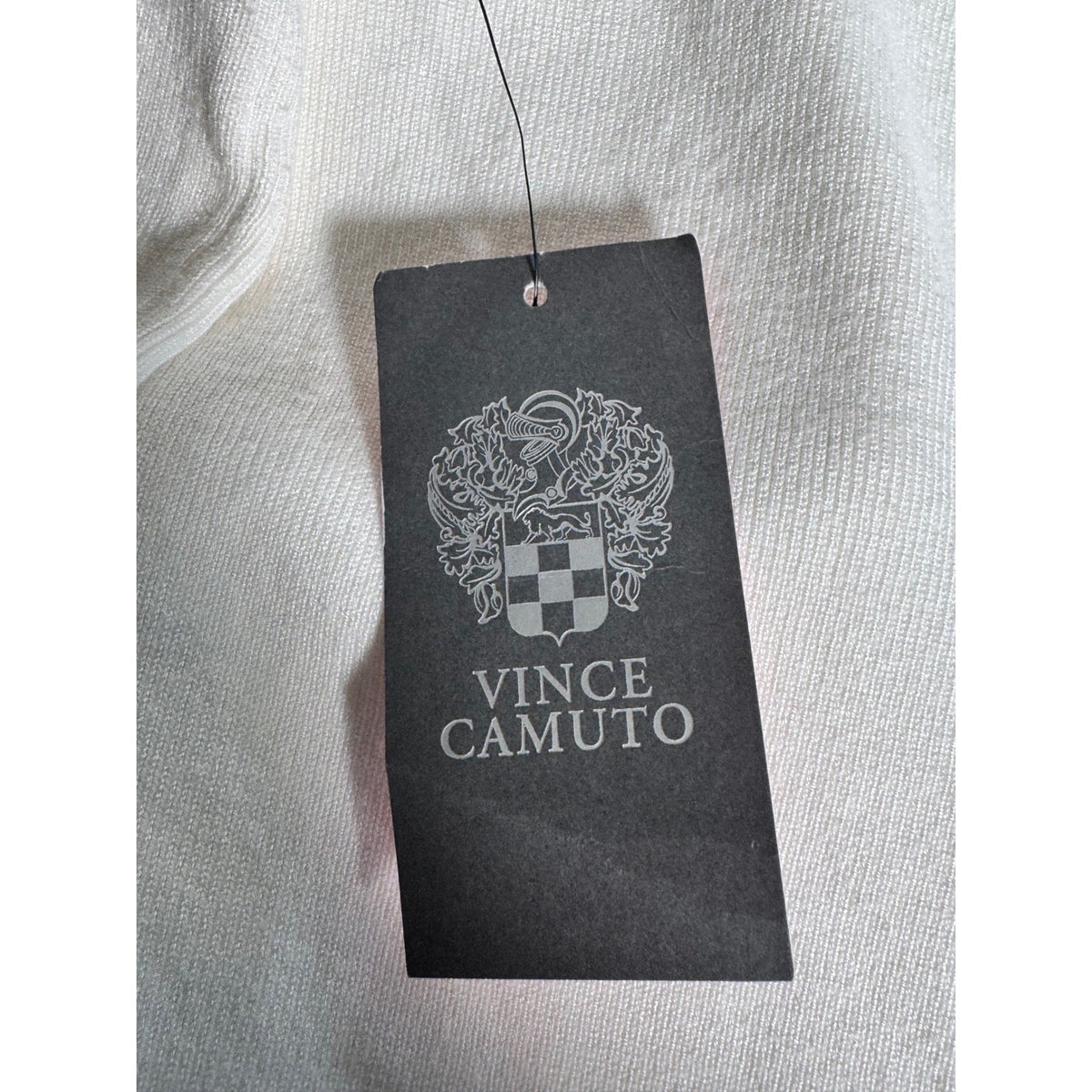 Vince Camuto Womens Ivory Black Contrast Trim Knit Tank Top Sleeveless Sweater M