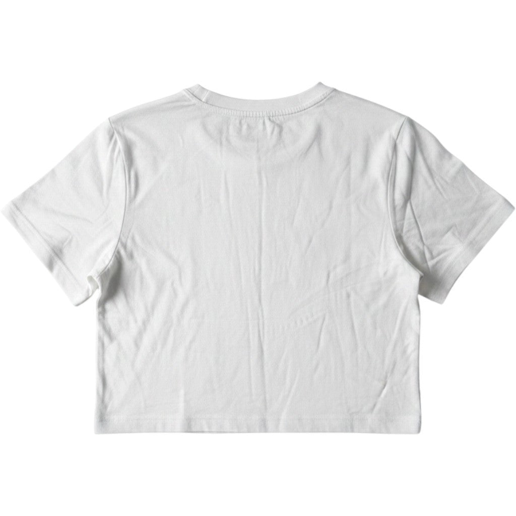 Reebok Women White Cropped Basketball Graphic Tee Star Number 5 RVW261TE02008 L