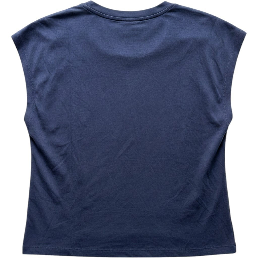 Nautica Lake Como Navy Blue Asymmetrical Tie Neck Sleeveless Knit Top N6BH0440