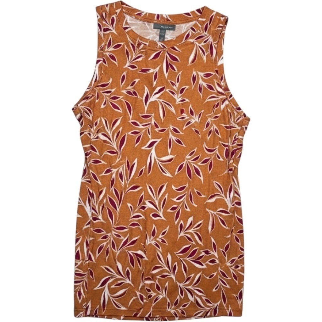 Vince Camuto Easy Breezy Sleeveless Top Orange Leaf Print 91325616 Chili Mens L