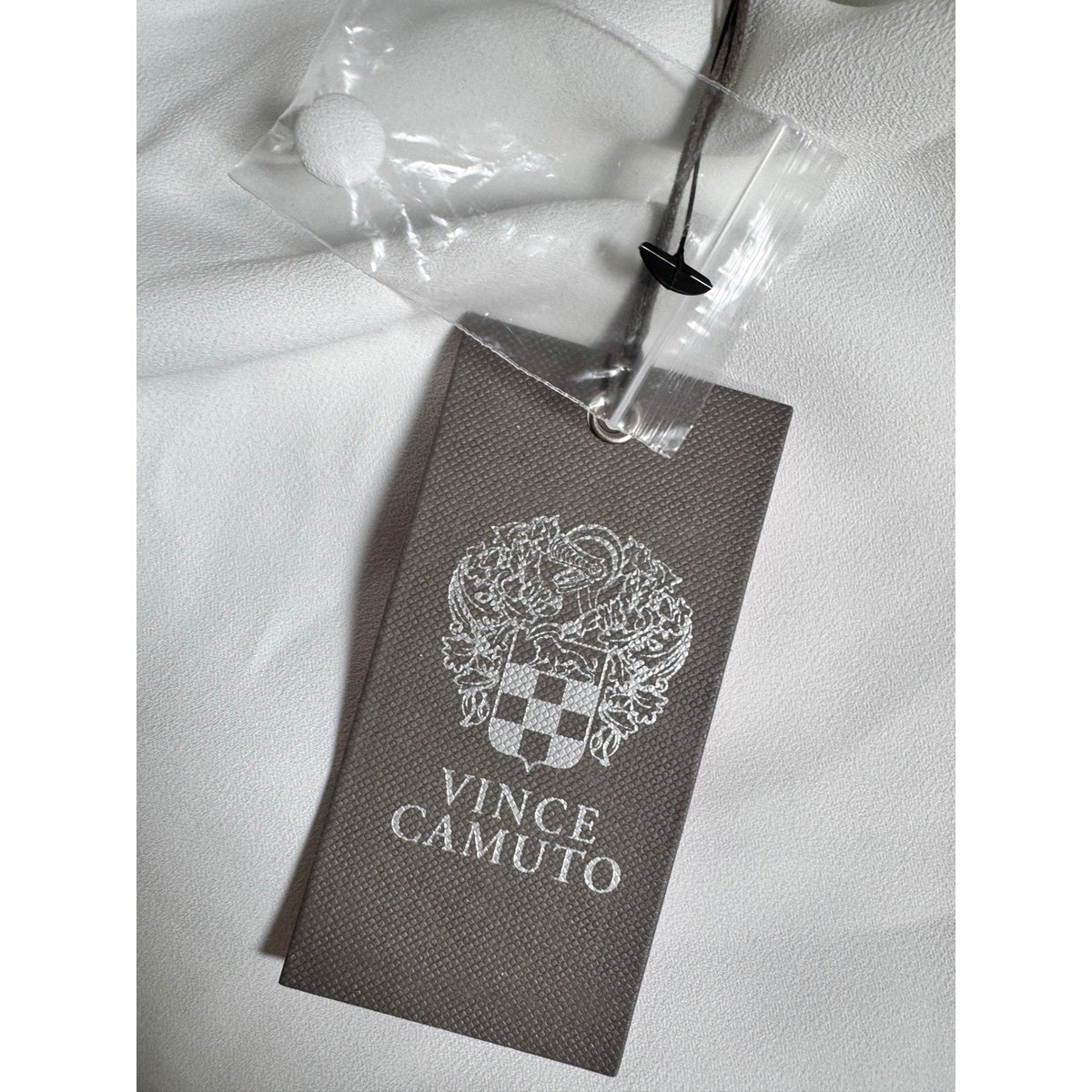 Vince Camuto Womens Cowl Neck Sleeveless Blouse Ivory Black Trim 91624B022 M