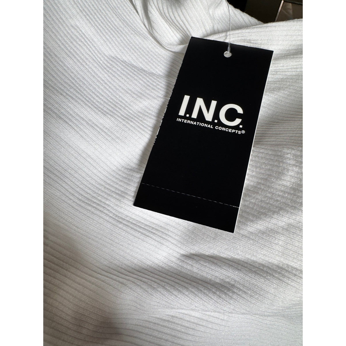 INC International Concepts Womens Ribbed Scoop Neck T-Shirt Bright White M