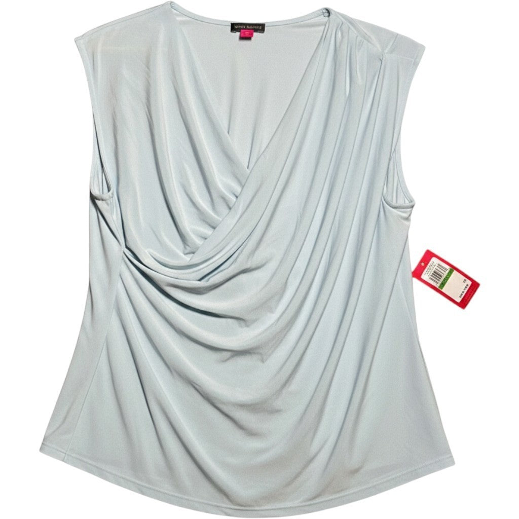 Vince Camuto Windswept Wonder Sleeveless Draped Wrap Top Frozen Blue Large NWT L