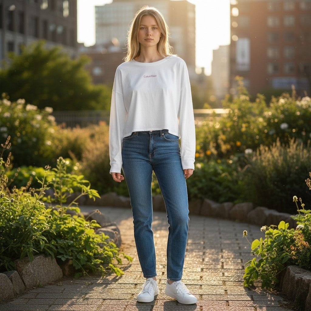 Calvin Klein Performance Womens White Cropped Long Sleeve Logo T-Shirt NWT XXL