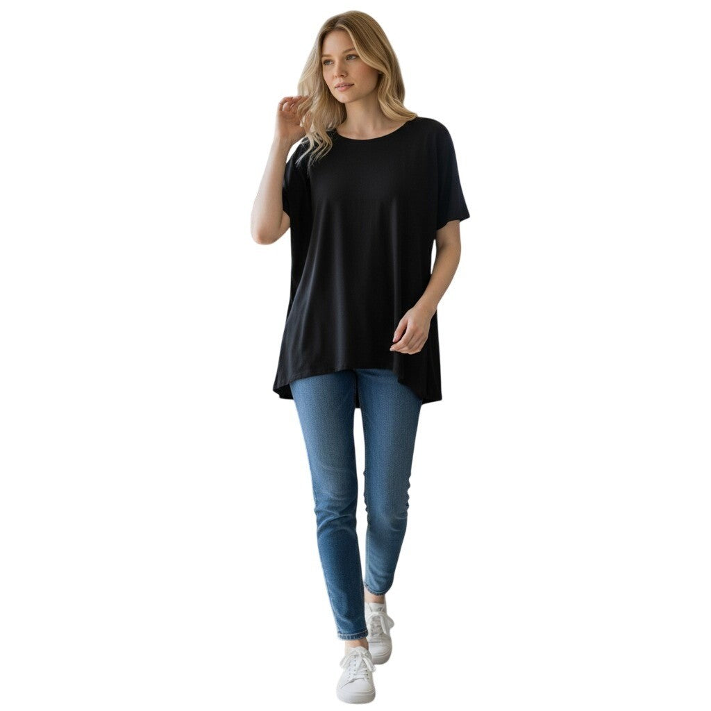 Vince Camuto Womens Rich Black Short Sleeve High Low Blouse XS 91624B083 XS