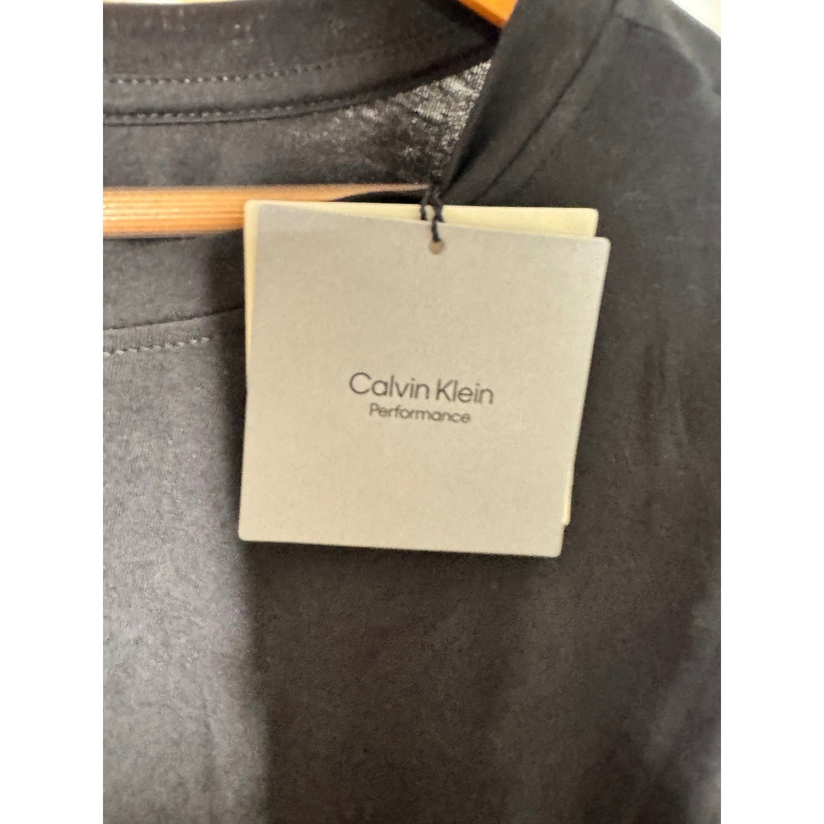 Calvin Klein Performance Womens Long Sleeve Crop Top Black Logo Crew Neck NEW