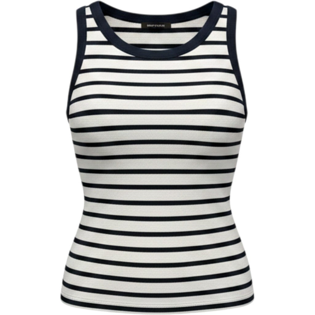 Tommy Hilfiger Womens Striped Regenerative Cotton Tank Top Navy White WW49433 M