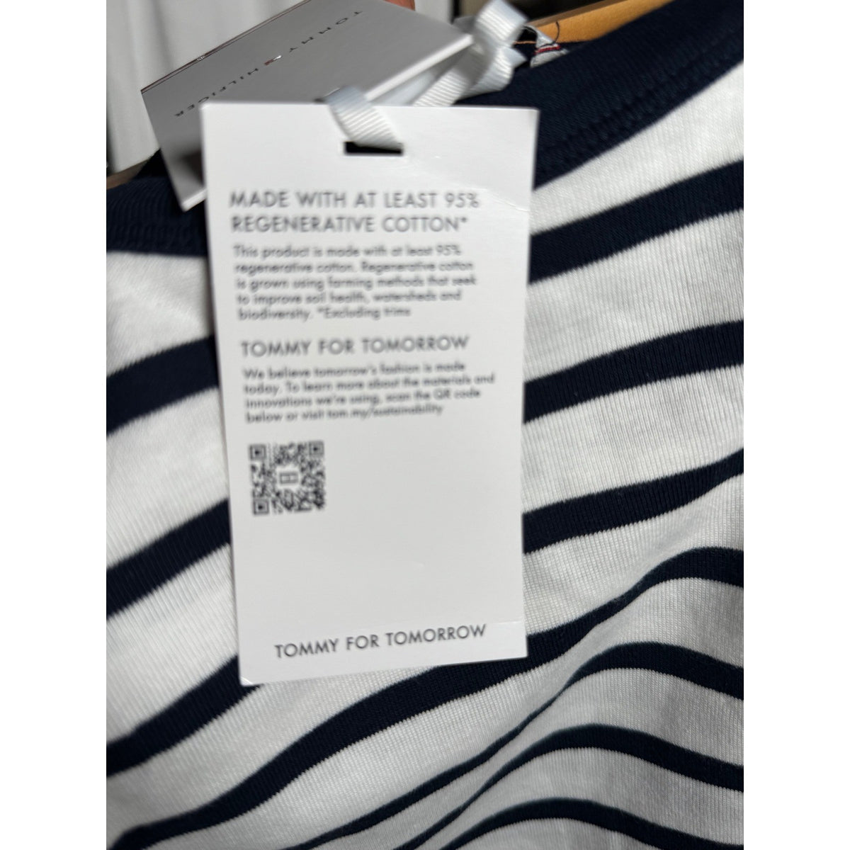 Tommy Hilfiger Womens Striped Regenerative Cotton Tank Top Navy White WW49433 M