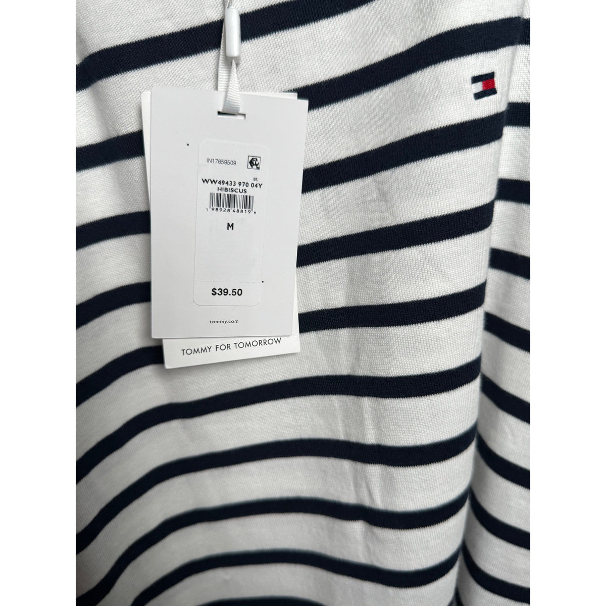 Tommy Hilfiger Womens Striped Regenerative Cotton Tank Top Navy White WW49433 M