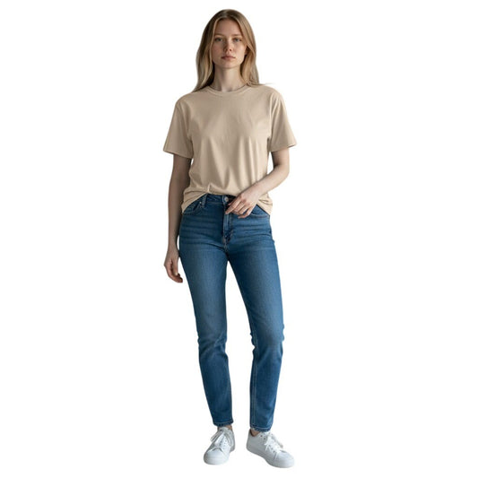Hugo Boss Women C_Esima Ribbed Jersey T-Shirt Open Beige Cutout Back XL 50538871