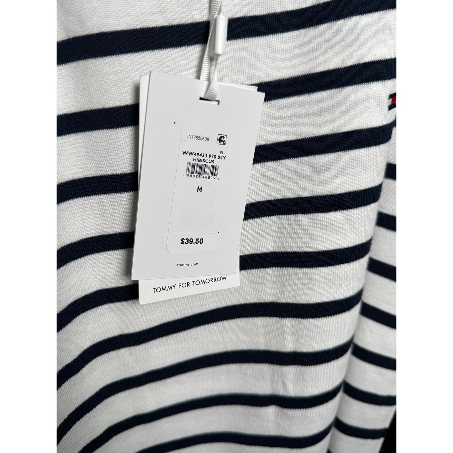 Tommy Hilfiger Womens Striped Regenerative Cotton Tank Top Navy White WW49433 M