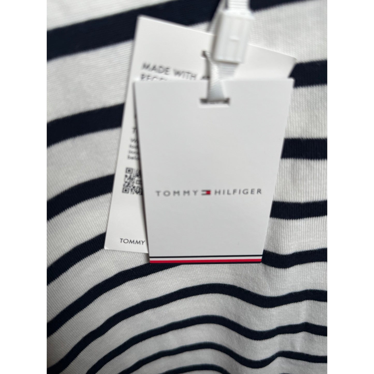 Tommy Hilfiger Womens Striped Regenerative Cotton Tank Top Navy White WW49433 M