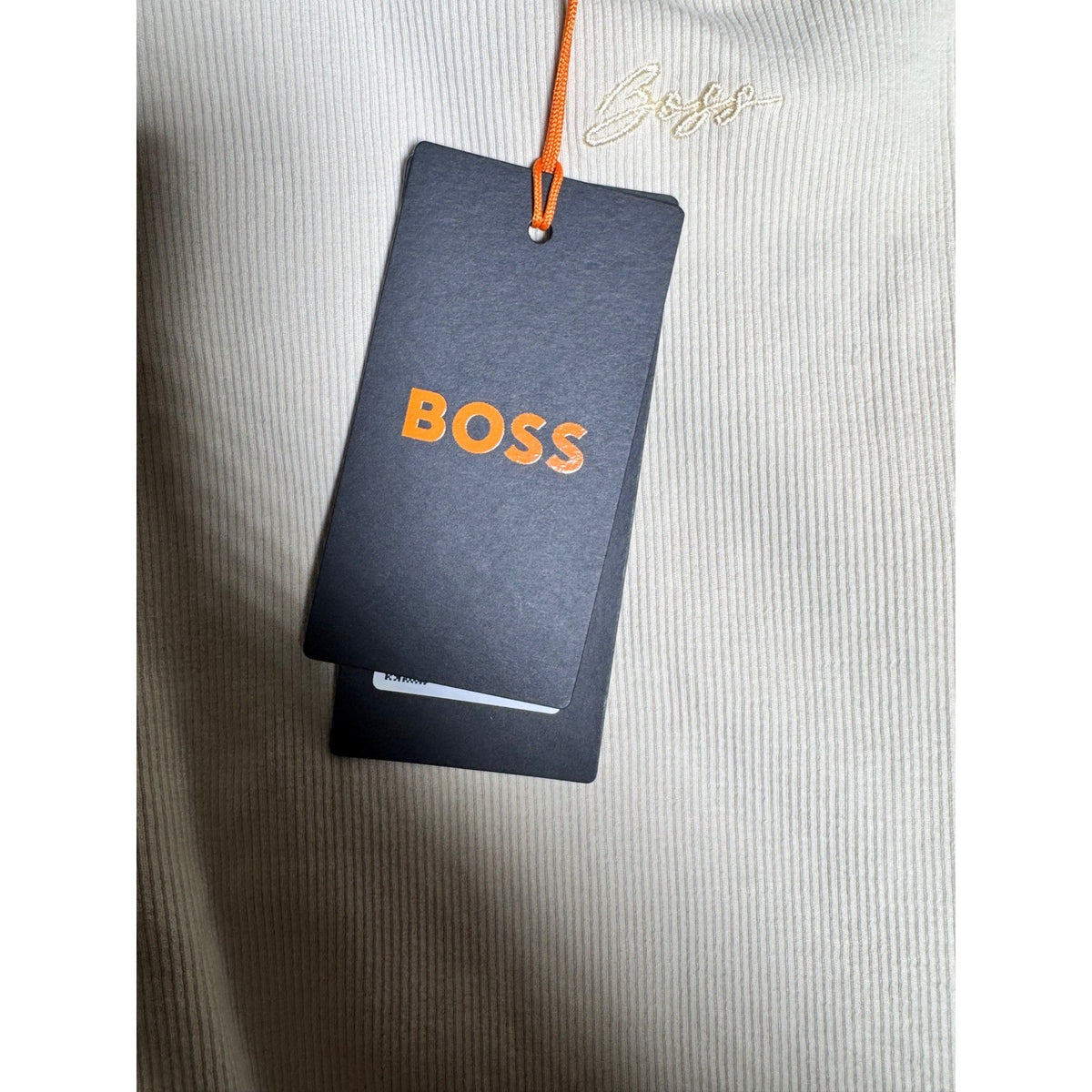 Hugo Boss Women C_Esima Ribbed Jersey T-Shirt Open Beige Cutout Back XL 50538871