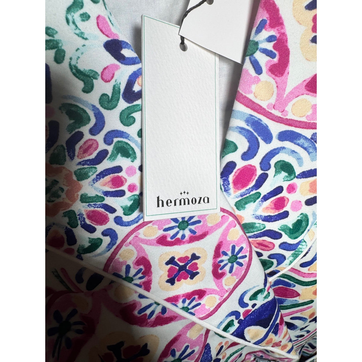 Hermoza Sleeveless Tile Print Double Breasted Dress Long Vest Multi Color NWT
