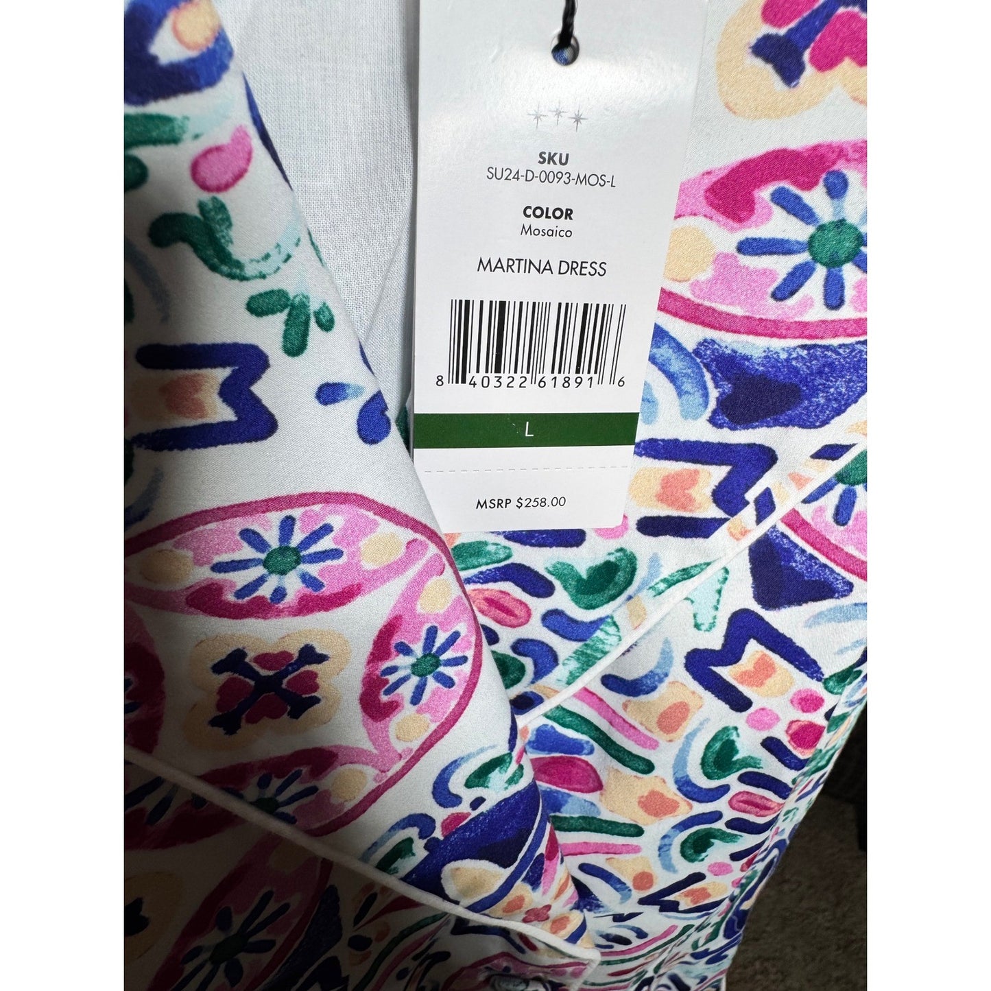 Hermoza Sleeveless Tile Print Double Breasted Dress Long Vest Multi Color NWT
