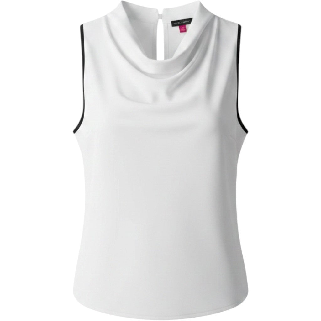 Vince Camuto Womens Cowl Neck Sleeveless Blouse Ivory Black Trim 91624B022 XL