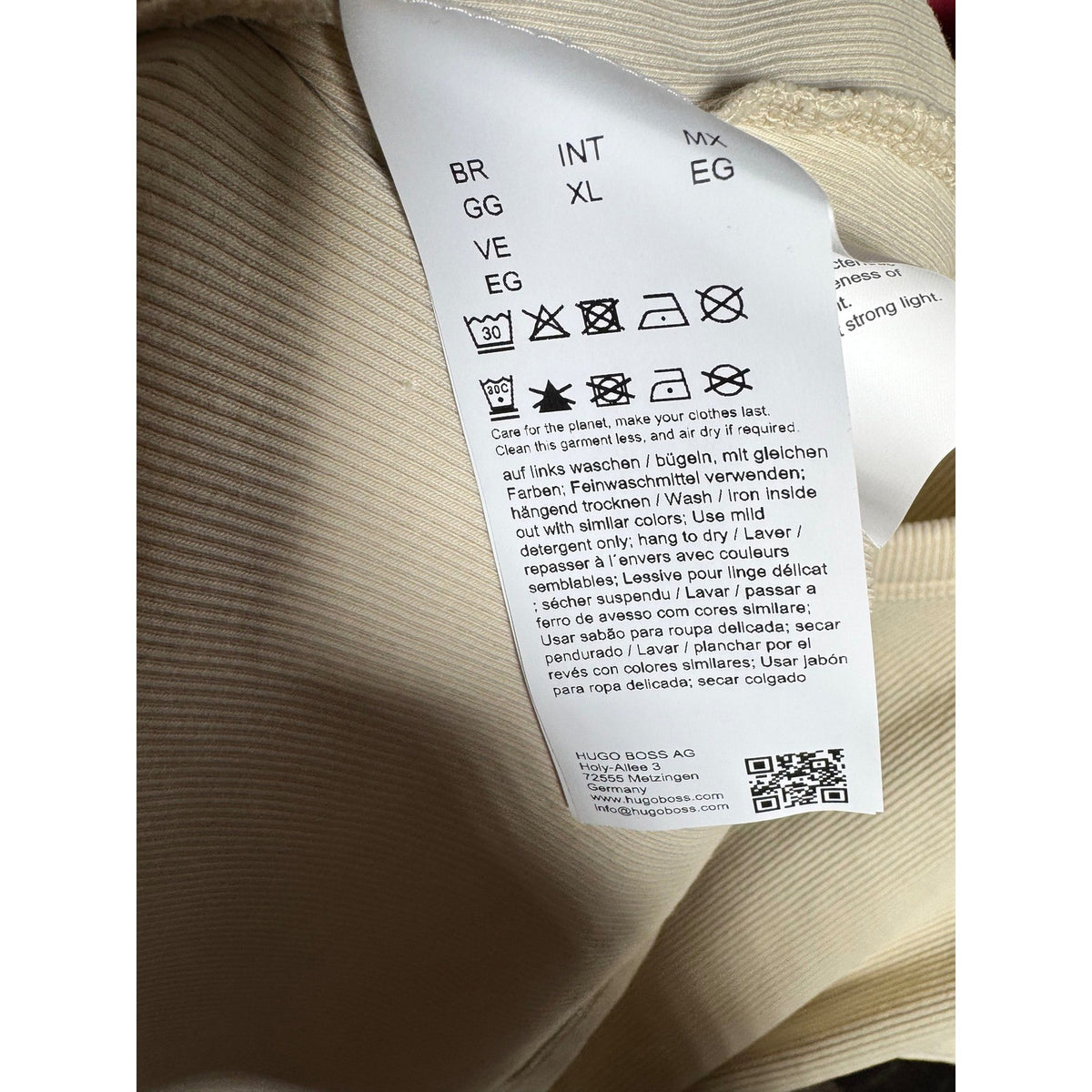 Hugo Boss Women C_Esima Ribbed Jersey T-Shirt Open Beige Cutout Back XL 50538871